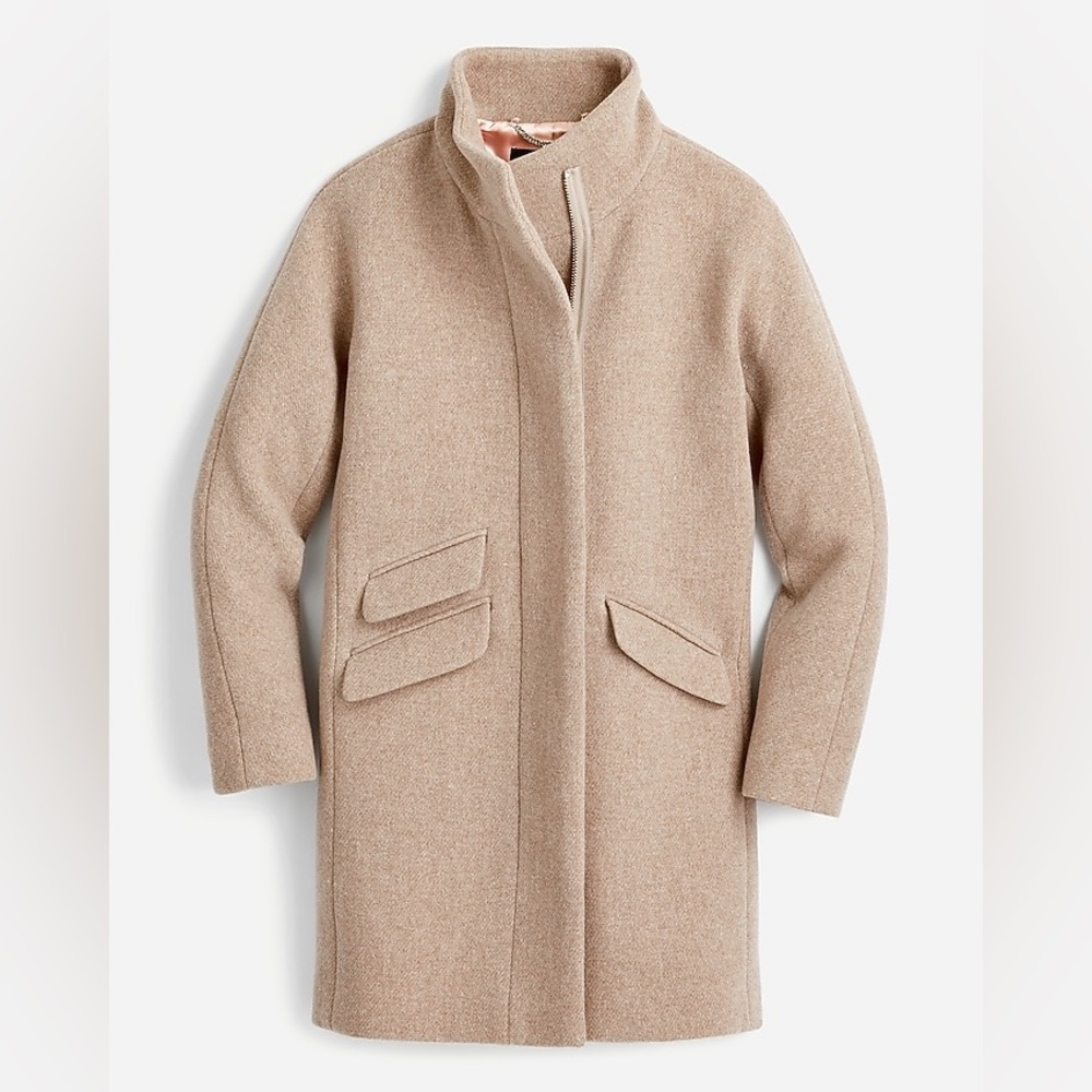 NWT J. Crew cocoon coat in Italian stadium-cloth wool blend in camel